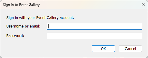 The sign-in window asking for a username or email and a password.